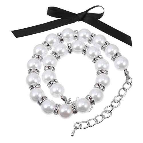 COMPUKAS 1Satz Modisches Katzenhalsband aus Imitationsperlen Verstellbar Weißes Hochwertiges Haustierzubehör für Besondere Anlässe und Hochzeiten Stilvolles Design von COMPUKAS