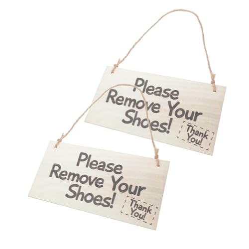 COMPUKAS 2 Stück Teiliges Holzschild Bitte Schuhe Ausziehen Türschild aus Robustem Holz mit Klarer für Haustür und Eingangsbereich Rustikale Hänge Dekoration für Zuhause und Büro von COMPUKAS