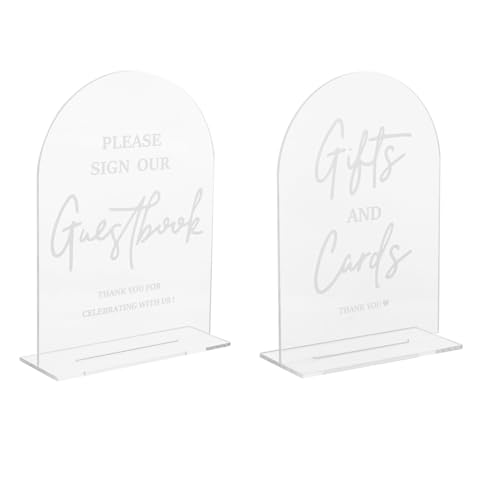 COMPUKAS 2 Stück Teiliges transparentes Hochzeitstischschild mit Halterung Klare Bogenform Tischkarten für Empfang Zeremonie und Party Tischdekoration Stabile Aufsteller für von COMPUKAS