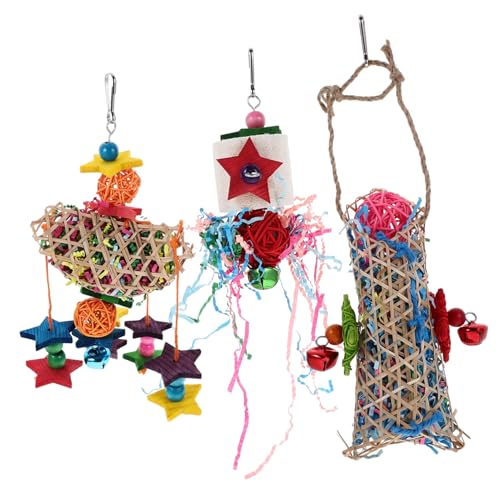 COMPUKAS 3 Stück Teiliges Papageienspielzeug aus Robustem Rattan mit Bunten Knisternden Elementen Kauspielzeug für Wellensittiche und Sittiche Fördert Aktivität und Emotionales COMPUKAS 3 Stück Teiliges Papageienspielzeug aus Robustem Rattan mit Bunten Knisternden Elementen Kauspielzeug für Wellensittiche und Sittiche Fördert Aktivität und Emotionales von COMPUKAS
