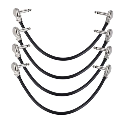 COMPUKAS 4 Stück Gitarren Patchkabel Klinke Langlebige Effektpedal Verbindungskabel Kupfer PVC Robust für Gitarre Pedalboard von COMPUKAS
