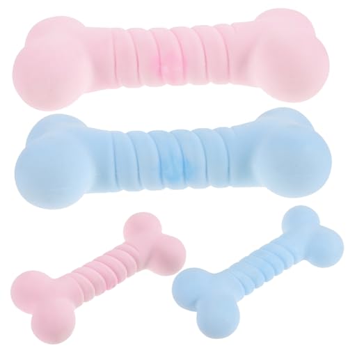 COMPUKAS 4 Stück Langlebiges Hundespielzeug aus TPR Gummi Robustes Kauspielzeug für Welpen und Aggressive Kauer Interaktives Zahnpflege in Bunten Farben zur Beschäftigung und Zahnreinigung von COMPUKAS