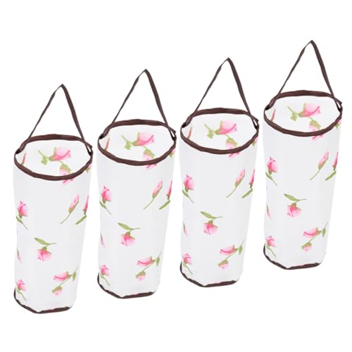 COMPUKAS 4 Stück Teiliges Küchen Müllbeutelhalter mit Blumenmuster Wandmontage Platzsparend Polyester Beutelspender für Haushalt Praktische Aufbewahrung für Plastiktüten und Küchenbedarf von COMPUKAS