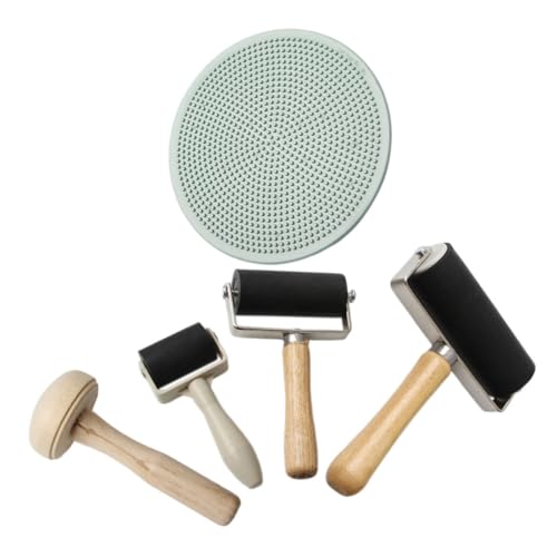 COMPUKAS 5 Stück Teiliges Linoldruck Set Gummiwalzen und Holzroller Langlebiges Druckgrafik Tool mit Kunststoff pressbaren für Bastelprojekte und Individuelle Stempeldesigns COMPUKAS 5 Stück Teiliges Linoldruck Set Gummiwalzen und Holzroller Langlebiges Druckgrafik Tool mit Kunststoff pressbaren für Bastelprojekte und Individuelle Stempeldesigns von COMPUKAS