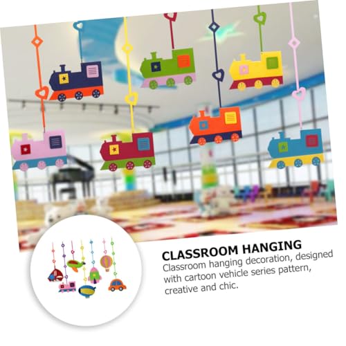 COMPUKAS 7 Stück Kindergarten Deckenhänger Fahrzeug-motiv Filz Hängende Dekoration Klassenzimmer Kinderzimmer Bunte Langlebige Kinderzimmerdeko von COMPUKAS