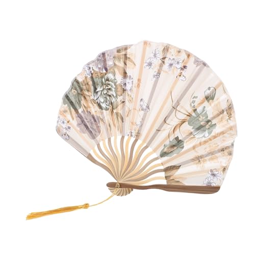 COMPUKAS Faltbarer Handfächer mit Blumenmuster Retro Chinesischer Tanzfächer Leichter Vintage Fächer für Damen Praktischer und Dekorativer Faltbarer Handventilator von COMPUKAS