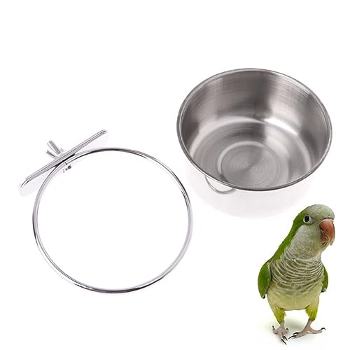 COMPUKAS Edelstahlschüsseln Für Haustiere Futternapf Und Käfig-wasserbecken Geeignet Für Papageien Und Vögel Einfach Zu Reinigen Verwenden Schlichtes Design Für Zuhause von COMPUKAS