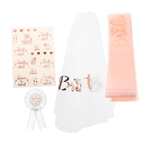 COMPUKAS Roségold Bride To Be Set mit Schleier Schärpe und Sticker Elegantes Bachelorette Accessoire für Junggesellinnenabschiede und Hochzeitsfeiern Komfortabel und Vielseitig Einsetzbar von COMPUKAS