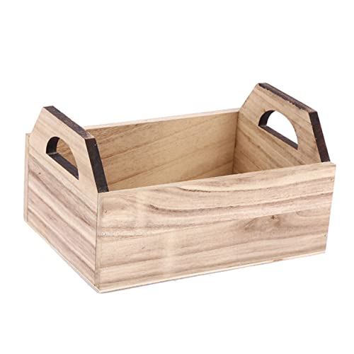 COMPUKAS Rustikale Aufbewahrungsbox aus Massivem Holz Robuste Sortierbox mit Dickem Rahmen Stapelbar Großer Stauraum Vielseitiger Desktop Organizer für Zuhause Büro von COMPUKAS