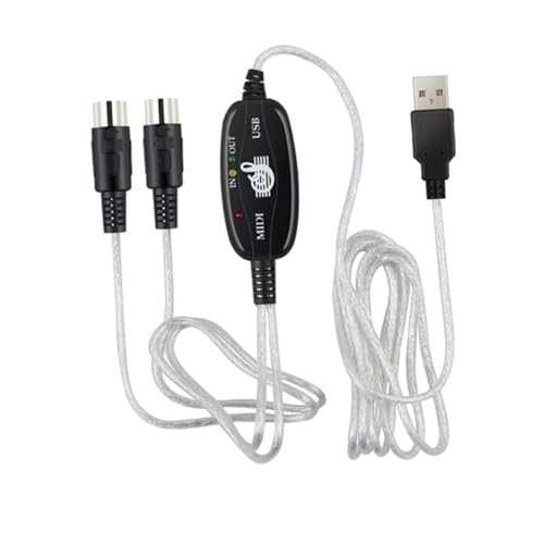 COMPUKAS USB Midi Kabel Hochleistungs Midi Adapter Kabel mit Integriertem Treiber für Stabile Signalübertragung Kompatibel mit Windows Xp für Keyboard Verbindung und Musikbearbeitung von COMPUKAS