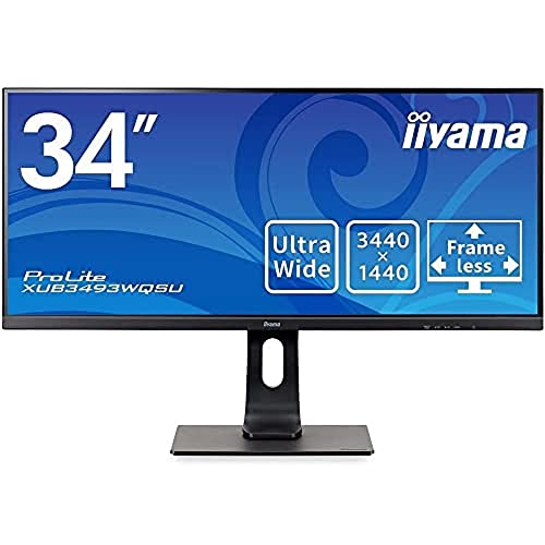 iiyama Prolite XUB3493WQSU-B1 86,7cm (34") ADS-IPS LED-Monitor UWQHD (HDMI, DisplayPort, USB3.0) Pip, Ultra-Slim-Line, Höhenverstellung, schwarz von iiyama
