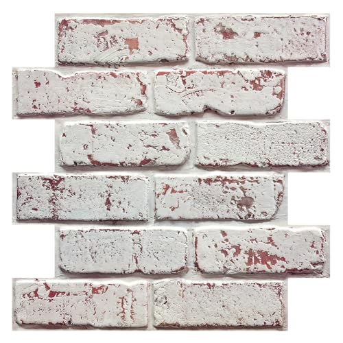 COMSTICKC 3D Wandpaneele Selbstklebend Steinoptik, Hochwertige 3D Wandfliesen Ziegel, 10 Stück, Wandverkleidung Selbstklebend 3D PVC Wandpaneele für Innenwanddekoration,30x30 CM,Wasserdicht von COMSTICKC