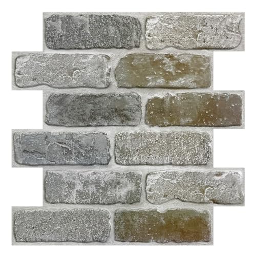COMSTICKC 3D Wandpaneele Selbstklebend, Hochwertige 3D Wandfliesen Steinoptik Ziegel, 10 Stück, Wandverkleidung Selbstklebend Steinoptik 3D PVC Wandpaneele Innenwanddekoration,30x30 CM,Wasserdicht von COMSTICKC