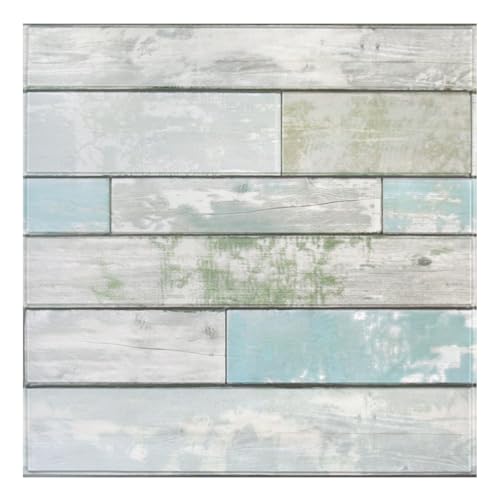 COMSTICKC 3D Wandpaneele Selbstklebend Holzoptik,10 Stück 30x30 cm, 3D Wandverkleidung Selbstklebend Holzoptik Tapete 3D PVC Wandpaneele für Innenwanddekoration, Alt Hellgrün von COMSTICKC