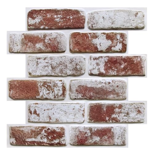 COMSTICKC 3D Wandpaneele Selbstklebend Dicker,10 Stück Wandverkleidung Selbstklebend Steinoptik Rot Backstein 3D PVC Wandpaneele,30x30 cm,3D Wall Panel für Innenwanddekoration von COMSTICKC