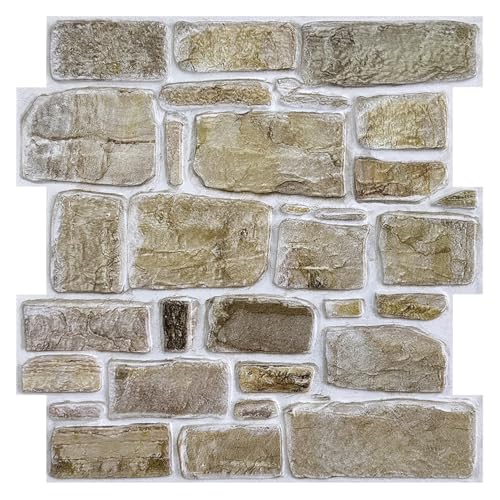 COMSTICKC 3D Wandpaneele Selbstklebend,10 Stück Wandverkleidung Selbstklebend Steinoptik 3D PVC Wandpaneele,30x 30cm von COMSTICKC