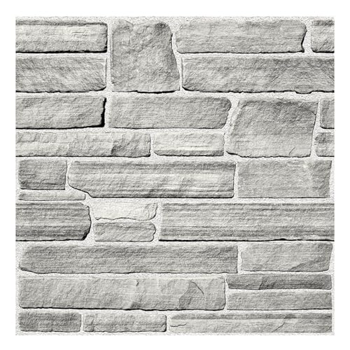 COMSTICKC 3D Wandpaneele Selbstklebend Steinoptik Grau,10 Stück 30x30 cm, 3D Wandverkleidung Selbstklebend Backstein Tapete 3D PVC Wandpaneele Innenwanddekoration, Wasserdicht von COMSTICKC