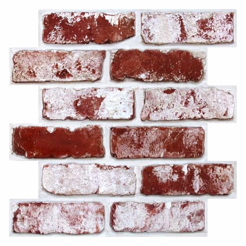 COMSTICKC 3D Wandpaneele Selbstklebend Dicker,10 Stück Wandverkleidung Selbstklebend Steinoptik Rot und Weiß gewaschen Backstein 3D PVC Wandpaneele,30x30 cm,3D Wall Panel für Innenwanddekoration COMSTICKC 3D Wandpaneele Selbstklebend Dicker,10 Stück Wandverkleidung Selbstklebend Steinoptik Rot und Weiß gewaschen Backstein 3D PVC Wandpaneele,30x30 cm,3D Wall Panel für Innenwanddekoration von COMSTICKC