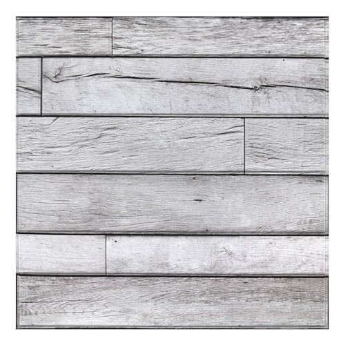 COMSTICKC 3D Wandpaneele Selbstklebend Holzoptik,10 Stück 30x30 cm, 3D Wandverkleidung Selbstklebend Holzoptik Tapete 3D PVC Wandpaneele für Innenwanddekoration, Retro Dunkelgrau von COMSTICKC