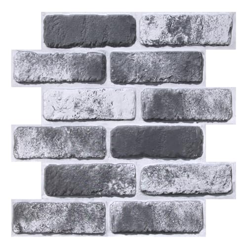 COMSTICKC 3D Wandpaneele Selbstklebend Steinoptik, Hochwertige, 10 Stück, 3D Wandverkleidung Selbstklebend Ziegel Tapete 3D PVC Wandpaneele Innenwanddekoration,30x30 cm, Wasserdicht von COMSTICKC