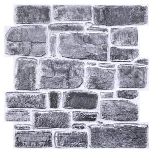 COMSTICKC 3D Wandpaneele Selbstklebend Steinoptik,10 Stück Wandverkleidung Selbstklebend Steinoptik PVC 3D Wandpaneele, 30x 30cm, 3D Wall Panel für Wohnzimmer, Schlafzimmer von COMSTICKC