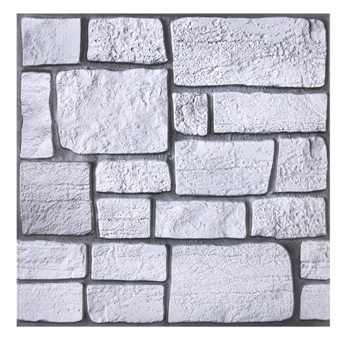 COMSTICKC 3D Wandpaneele Selbstklebend Steinoptik Grau,10 Stück, Hochwertige 3D Wandverkleidung Selbstklebend Backstein Tapete 3D PVC Wandpaneele Innenwanddekoration, Wasserdicht, 30x30 cm von COMSTICKC