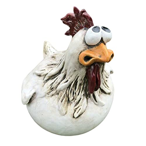 COMTERVI Huhn Gartendeko, Tierfigur Harz Handarbeit Ornament Gartendeko Huhn Deko Handarbeit Gartenstatue Dekorative Henne Gartenfigur Gartendekoration von COMTERVI