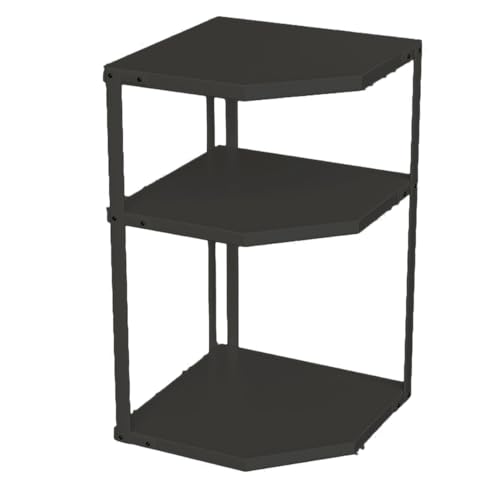 COMTERVI Küchentopfregal, Kleines Fächerförmiges Eckregal, Platzsparender, Stabiler Kochgeschirrhalter aus Kohlenstoffstahl für (3-lagig, Schwarz, 27 x 27 x 45,5 cm) von COMTERVI