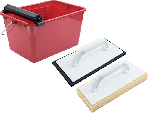 Connex Fliesen-Waschset 12 Liter - rot - Komplettes Set - Effektive Schwammauflage - Langlebige Zellgummiauflage / Wascheimer / Fliesenleger Werkzeug / Fliesenwaschset / CP790701 von Connex