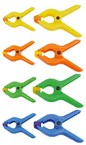 WERKZEYT Klemmzwingen - Set 22 teilig 63/90 mm - Blau/Grün/Orange/Gelb - Zwinge mit hoher Federkraft/Federklemme mit beweglichen Backen/Handtuchklammern für Strandliegen / B25161 von Werkzeyt