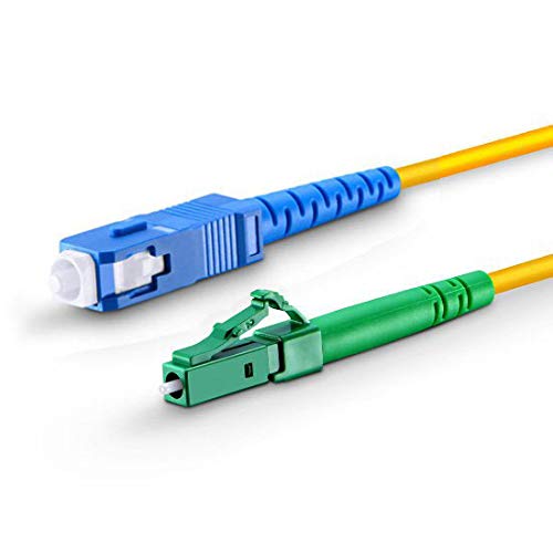 CONBIC® LWL Glasfaser-Kabel – 12m OS2 gelb, LC/APC auf SC/UPC Stecker, Simplex 9/125 Patchkabel – Lichtwellenleiter 12 Meter von CONBIC