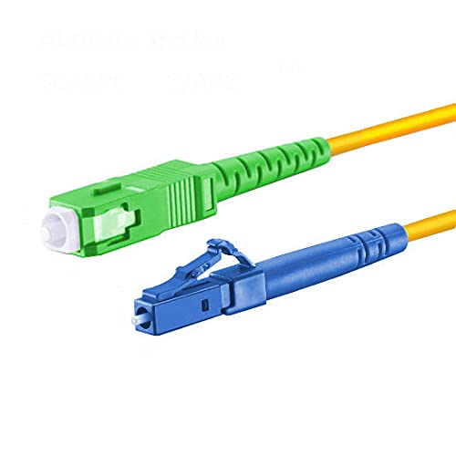 CONBIC® LWL Glasfaser-Kabel – 15m OS2 gelb, LC/UPC auf SC/APC Stecker, G.657.A2, Simplex 9/125 Patchkabel – Lichtwellenleiter 15 Meter von CONBIC