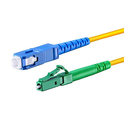 CONBIC® LWL Glasfaser-Kabel – 20m OS2 gelb, LC/APC auf SC/UPC Stecker, Simplex 9/125 Patchkabel – Lichtwellenleiter 20 Meter von CONBIC
