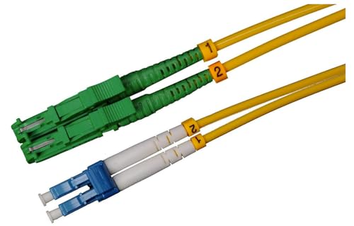 CONBIC® LWL Glasfaser-Kabel – OS2, Singlemode, gelb, E2000/APC auf LC/UPC Stecker, Duplex 9/125, G.652D LSZH 10m Enterprise Edition von CONBIC