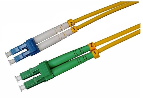 CONBIC® LWL Glasfaser-Kabel – OS2, Singlemode, gelb, LC/APC auf LC/UPC Stecker, Duplex 9/125, G.652D LSZH 1m Enterprise Edition von CONBIC