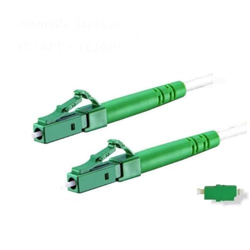 CONBIC® LWL Simplex Glasfaserkabel LC/APC 8° zu LC/APC 8°, weiß, OS2 Patchkabel, 9/125μm, LSZH, FTTH Lichtwellenleiter, G.657.A2 (15m) + FREE LCA ADAPTER von CONBIC