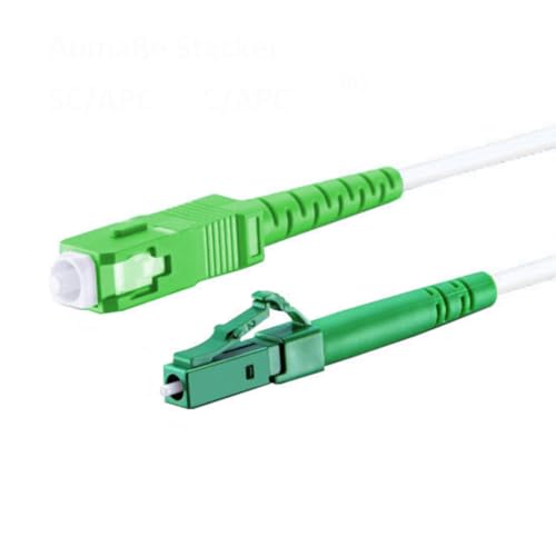 CONBIC® LWL Glasfaser-Kabel – OS2 weiß, SC/APC auf LC/APC 8° Stecker, Simplex 9/125 Patchkabel – Lichtwellenleiter Meterauswahl G.657.A2 (0,5m) von CONBIC