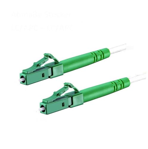 CONBIC® LWL Simplex Glasfaserkabel LC/APC 8° zu LC/APC 8°, weiß, OS2 Patchkabel, 9/125μm, LSZH, FTTH Lichtwellenleiter, G.657.A2 (14m) + FREE LCA ADAPTER von CONBIC