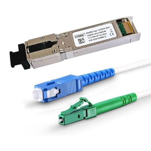 CONBIC® XGS-PON + LCA SCU Glasfaserkabel Combo SFP Modul 10 Gbit/s (FTTH) – Kompatibel mit FRITZ!Box 5530 5590 Fiber, Glasfaser-Transceiver für Highspeed-Internet, SFP-Slot 10G (15m) von CONBIC