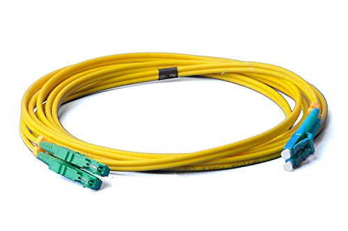 CONBIC LWL Glasfaser-Kabel – 1m OS2 gelb, E2000/APC auf LC/UPC Stecker, Duplex 9/125 Patchkabel – Lichtwellenleiter 1 Meter von CONBIC