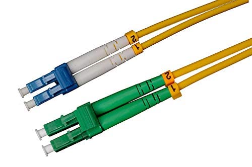 CONBIC LWL Glasfaser-Kabel – 0,5m OS2 gelb, LC/APC auf LC/UPC Stecker, Duplex 9/125 Patchkabel – Lichtwellenleiter 0,5 Meter von CONBIC
