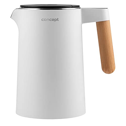 CONCEPT Hausgeräte Hausgeräte RK3300 Edelstahl Wasserkocher 1,5 L SALT & PEPPER, Weiß von Concept