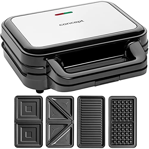 CONCEPT Hausgeräte Sandwichmaker mit austauschbaren Platten 4 in 1 SV3070, 900 W, schwarz von Concept