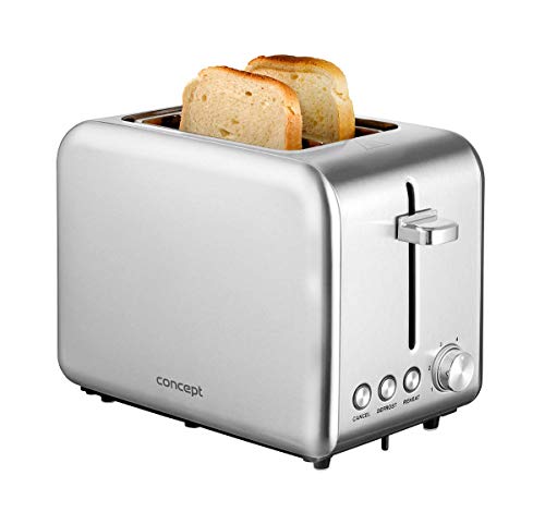 CONCEPT Hausgeräte te2050, 2 Scheiben Edelstahl Toaster, 950W, 6 Bräunungsstufen, elektronischer Timer, geschliffener edelstahl von Concept