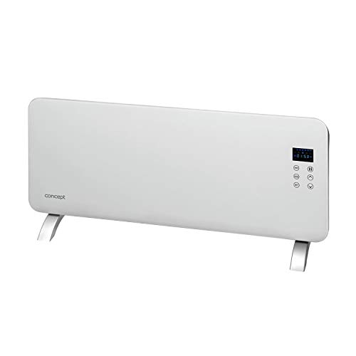 Concept KS4000 Elektrischer Konvektor Glaskonvektor Heizung Thermostat Standheizgerät Gehärtetes Glas LED-Anzeige 1000/2000W 20 m2 (Weiß) von Concept