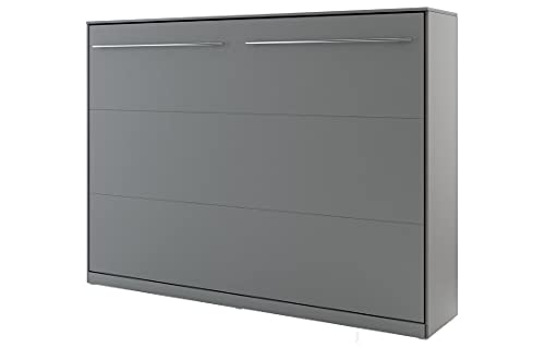 Schrankbett Concept PRO Horizontal, Wandklappbett, Bettschrank, Wandbett, Schrank mit integriertem Klappbett, Funktionsbett (140 x 200 cm, Grau, Horizontal) von CONCEPT PRO moebel24_pl