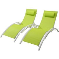 Lot von 2 stapelbaren und verstellbaren Aluminium-Liegestühlen in Grün/Weiß bahia Lot von 2 stapelbaren und verstellbaren Aluminium-Liegestühlen in Grün/Weiß bahia von CONCEPT-USINE