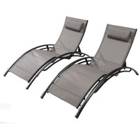 2er Set stapelbare und verstellbare Liegestühle aus Alu grau/schwarz bahia - Grau/Schwarz von CONCEPT-USINE