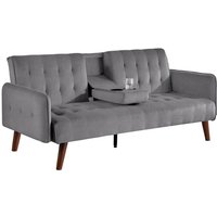 3-Sitzer-Schlafsofa aus Samt mit klappbarer Mittelablage in Grau INVERNESS von CONCEPT-USINE