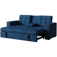 3-Sitzer-Schlafsofa mit Mittelablage und abnehmbaren Armlehnen in Cordblau NOHO von CONCEPT-USINE